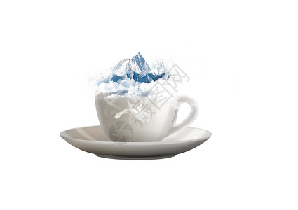 瓷杯杯子里的冰山设计图片