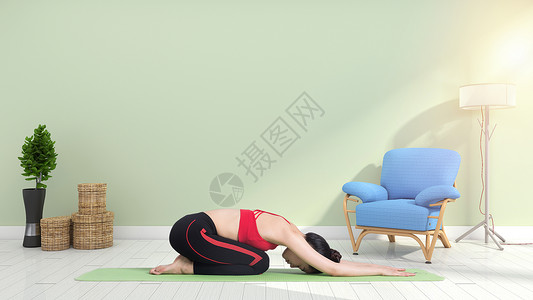 女性瑜伽运动拉伸瑜伽健身设计图片