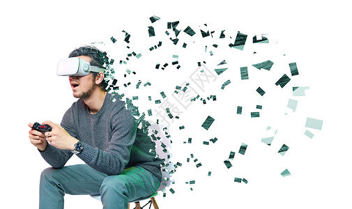 坐在椅子男士VR虚拟与现实体验设计图片