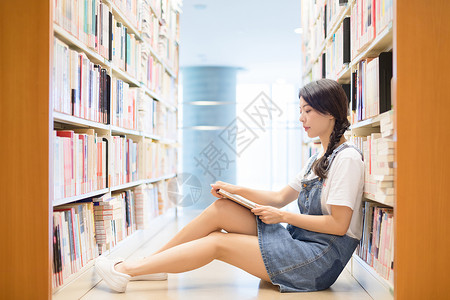 图书馆阅读学习人像背景图片