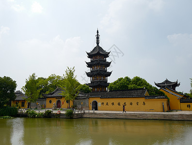 苏州吴江震泽古镇慈云寺塔背景