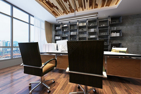 实木办公桌办公空间设计设计图片