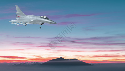 蓝天跑道空中的战斗机设计图片