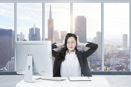 商务人士女性工作压力设计图片