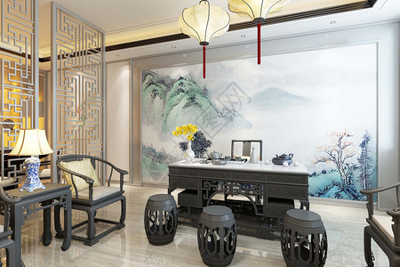 油画建筑中国风办公室设计图片