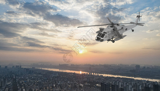 乌云白云飞行的直升机设计图片