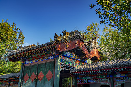 传统文化红色北京恭王府背景