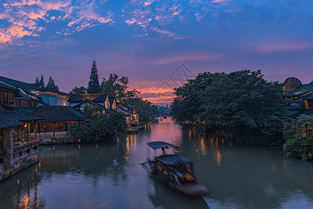 高迁古民居乌镇夜景背景