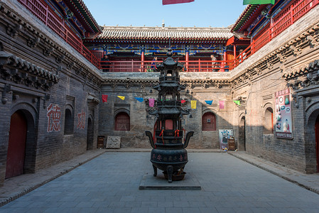 西沱古镇暖泉古镇财神庙香炉背景