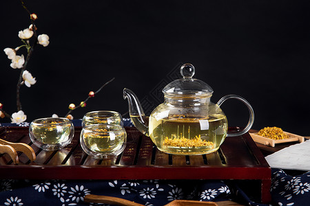 桂花茶茶水与桂花高清图片