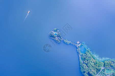 水绿岛武汉东湖航拍背景
