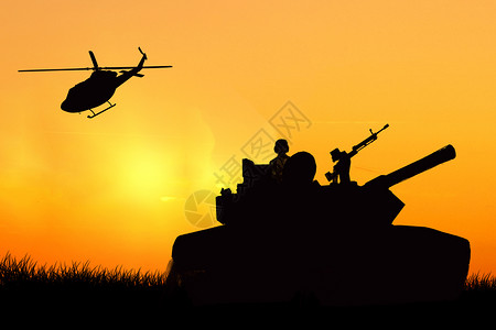 军人剪影军用直升机高清图片