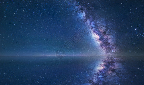夜晚湖水星辰大海设计图片