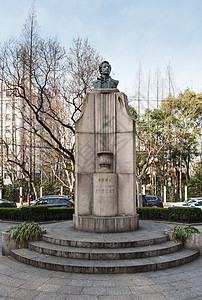 街心花园上海法租界普希金纪念碑背景