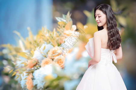 白色礼服美丽新娘设计图片
