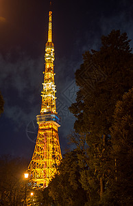 夜晚下的日本东京铁塔图片