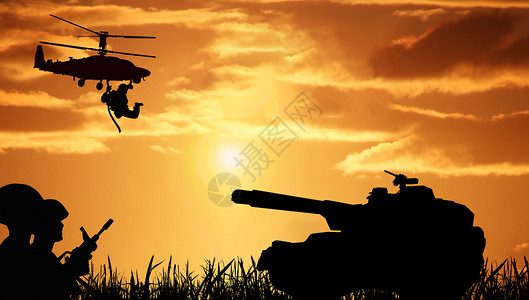 坦克剪影军事演习设计图片
