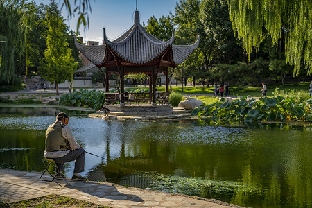 大爷大妈北京陶然亭.浸月亭背景