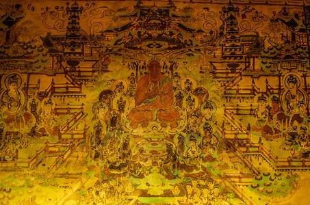 佛化甘肃敦煌博物馆壁画展览背景