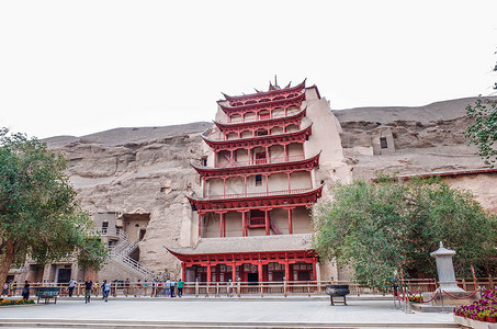 古楼素材甘肃敦煌莫高窟背景