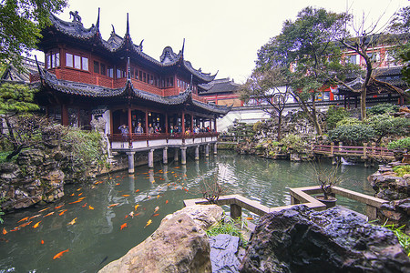 豫园景色上海老街豫园背景