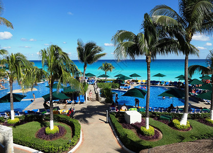景色高清素材墨西哥尤卡坦半岛坎昆度假海滨背景