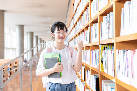 青春志愿行图书馆小清新美女背景