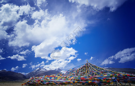 卡通藏族西藏拉萨经幡背景