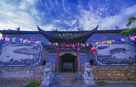 大理洱海红山土主庙背景图片