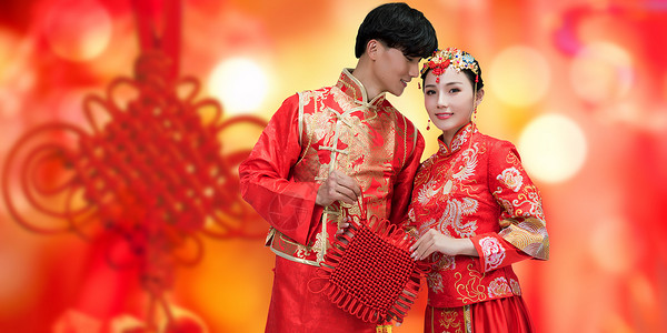 红色唐装中式婚礼设计图片