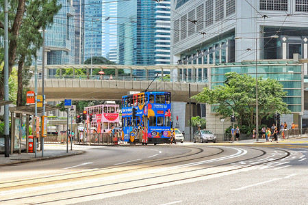 摩登都市香港中环午后的城市风景背景