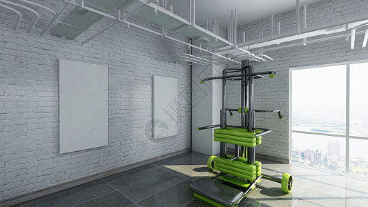 室内健身器材健身房场景样机设计图片