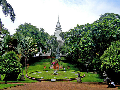 柬埔寨金边塔山寺 Wat Phnom高清图片