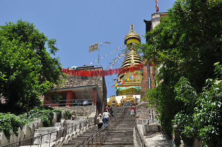 尼泊尔加德满都斯瓦扬布纳寺背景