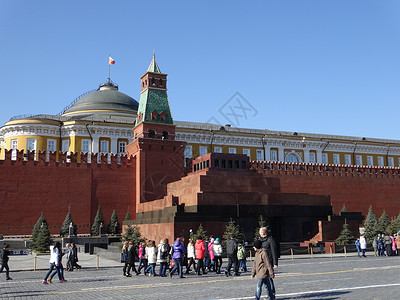 俄罗斯风光莫斯科红场列宁墓背景