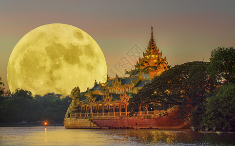 泰国水灯节泰国月色设计图片
