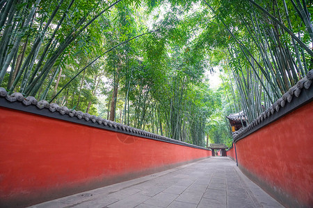 杜甫草堂红墙长廊背景图片