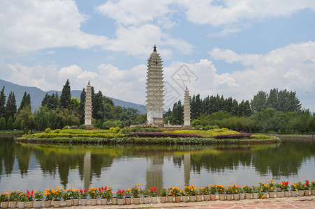 云南昆明民族村背景图片