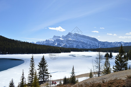 加拿大班夫国家公园雪景高清图片