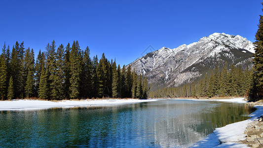 加拿大班夫国家公园雪景背景图片