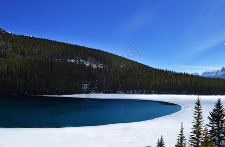 加拿大班夫国家公园雪景背景图片
