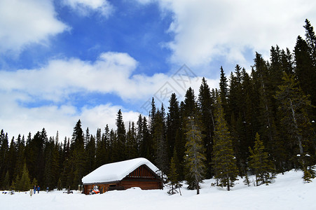 冬季班艺术字加拿大班夫国家公园雪景背景
