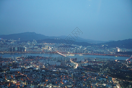 韩国风光韩国首尔夜景背景