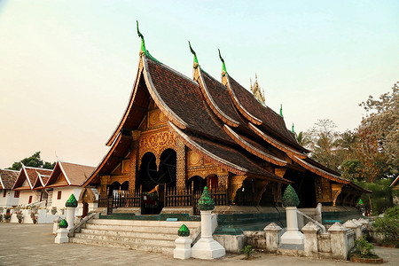 老挝建筑老挝琅勃拉邦寺庙背景