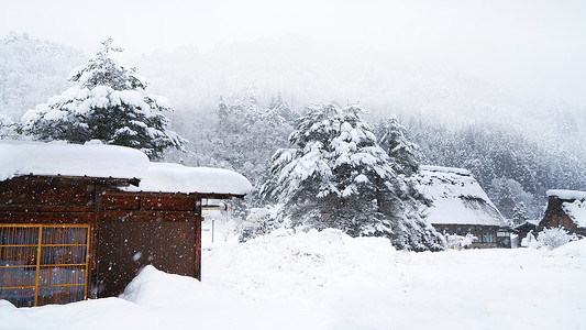 厕所文化日本白川乡雪景背景