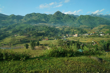 越南农村越南沙坝田园风光背景