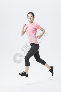 跑步减肥的女孩健身跑步女性背景