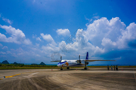 白飞机素材贵州黔南荔波机场背景