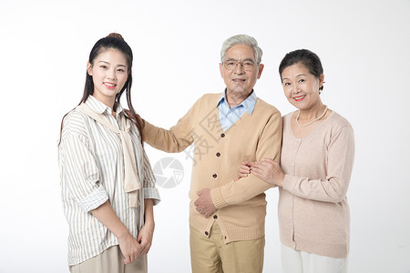 女儿陪伴父母背景图片