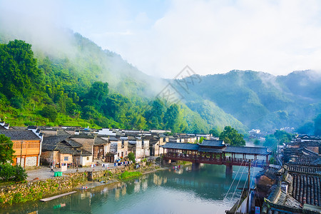 古镇风ppt江西瑶里古镇风光复源桥背景